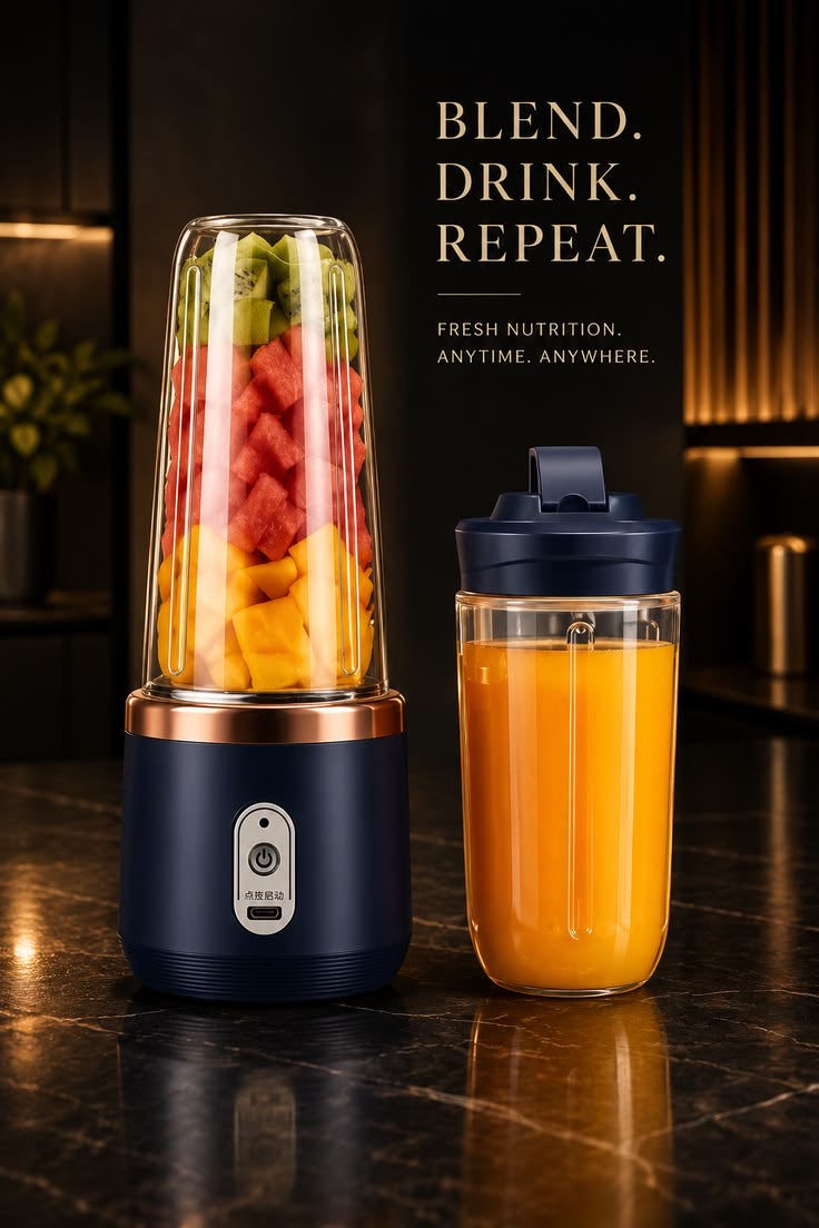 YeeceeKart Portable Electric Juice Blender – USB Rechargeable Smoothie & Shake Maker
